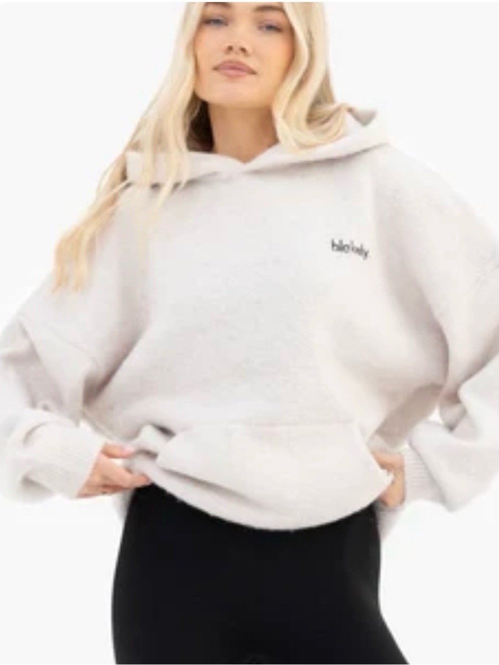 Marley Oversized Knitted Hoodie Marl White